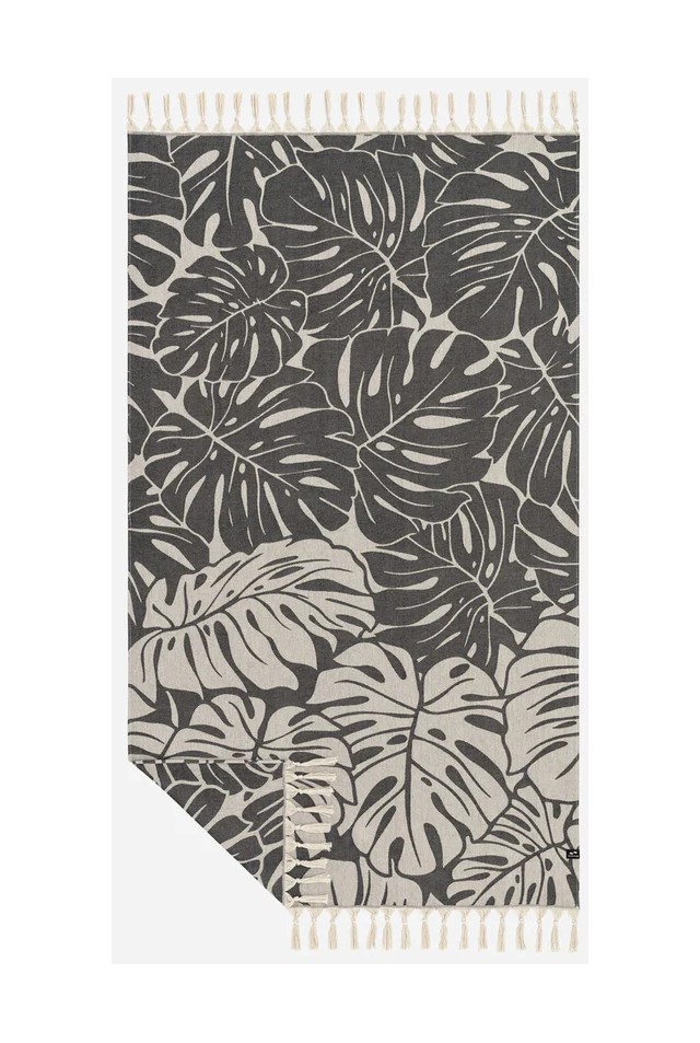 ΠΕΤΣΕΤΑ SLOWTIDE ST807 Tarovine Cotton Turkish Beach Towel BLACK 96.5 × 185.4 cm